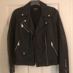 EXPRESS Vegan Leather Quilted Moto Jacket